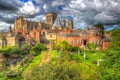 York Minster rear view from the City Walls of the historic cathedral tourist attraction in colourful hdr Royalty Free Stock Photo