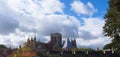 York Minster seen against a summer sky with the walls in the foreground