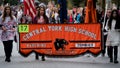 YORK-OCTOBER 28, 2018- York, PA Central High School Zombies come down the street as hundreds looked on