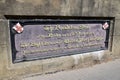 Iron Foundation Stone Plaque on the Skeldergate Bridge over the River Orme. York, UK. May 25, 2023.