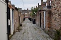 Traditional Back alley behind British terraced homes. York, UK. May 24, 2023. Royalty Free Stock Photo