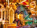 York, UK - Nov 23 2023: A closeup of a horse on a traditional merry-go-round fun fair ride run by G Warrington & Sons at York Royalty Free Stock Photo