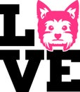 Yorkie love with pink silhouette