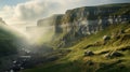 Yorkshire Cliff: A Rugged Landscape Of Ethereal Seascapes And Celtic Art