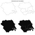 Yorkshire and the Humber, England Administrative Map Set - blank outline map Royalty Free Stock Photo