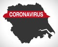 Yorkshire and the Humber ENGLAND UK region map with Coronavirus warning illustration Royalty Free Stock Photo
