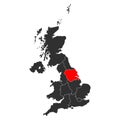 Yorkshire and the Humber of United Kingdom of Great Britain and Northern Ireland map, detailed web vector Royalty Free Stock Photo