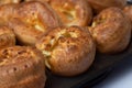Yorkshire Pudding close up inside tray Royalty Free Stock Photo