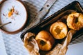 Yorkshire puddings with fish filling Royalty Free Stock Photo