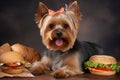 Yorkshire terrier burger. Generate Ai Royalty Free Stock Photo