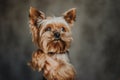 Yorkshire Terrier dog with a beautiful girl