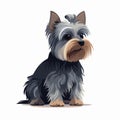 Charming Yorkies Cartoon Dog Illustration On White Background