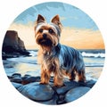 Yorkshire Terrier Painting Kit: Dog On The Beach At Sunset