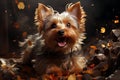 Yorkshire terrier puppy. close-up portrait, against the background of nature. Ai art Royalty Free Stock Photo