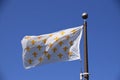 Yorktown, VA, USA. October 4, 2019. Fluer-de-lis French flag. Yorktown Battlefield, USA.