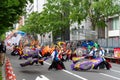 YOSAKOI Soran Festival. Powerful dance performances parade in Odori Park, Sapporo City.