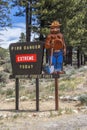 Yosemite California USA - Smokey the Bear sign warning of starting forest fires and giving fire danger forecast Extreme