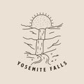 yosemite falls national park line art logo vector illustration template design