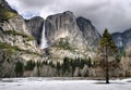 Yosemite Falls in the Winter Royalty Free Stock Photo