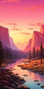 Yosemite Landscape 2d Game Art With Vibrant Colors And Animated Gifs