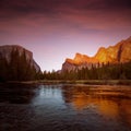 Yosemite Merced River el Capitan and Half Dome Royalty Free Stock Photo
