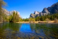 Yosemite Merced River el Capitan and Half Dome Royalty Free Stock Photo