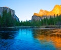 Yosemite Merced River el Capitan and Half Dome