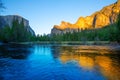 Yosemite Merced River el Capitan and Half Dome Royalty Free Stock Photo