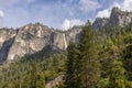 Yosemite mountains waterfall and surrounding forest California Royalty Free Stock Photo