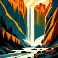 Yosemite National Park California USA Landscape Scenery Vector Illustration AI Generated