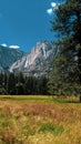 Yosemite National Park landscape of Bridalveil falls hike, blue sky Royalty Free Stock Photo