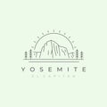 yosemite national park line art logo, el capitan vector illustration design