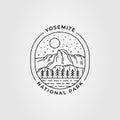 yosemite national park line art logo vector illustration design