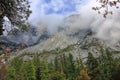 Yosemite National Park, Sierra Nevada, Clouds clearing from Half Dome above Mirror Lake, California, USA