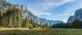 Yosemite national park sunset panorama Royalty Free Stock Photo