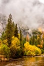 Yosemite National Park Valley and Merced River at autumn Royalty Free Stock Photo