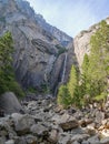 Yosemite national park, Waterfalls. El Capitan cliffs and granite rocky landscapes, giant sequoia and muir forest grove Royalty Free Stock Photo