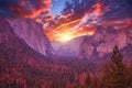 Yosemite pink sunset Royalty Free Stock Photo