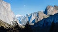 Yosemite Tunnel View and the Moon Royalty Free Stock Photo