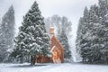 Yosemite Valley Chapel Snow Fall in Winter, Yosemite National Park, California Royalty Free Stock Photo