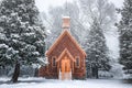 Yosemite Valley Chapel Snow Fall in Winter, Yosemite National Park, California Royalty Free Stock Photo