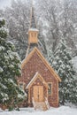 Yosemite Valley Chapel In Snow Storm Royalty Free Stock Photo