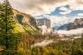Yosemite Valley at cloudy autumn morning Royalty Free Stock Photo