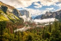 Yosemite Valley at cloudy autumn morning