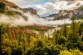 Yosemite Valley at cloudy autumn morning Royalty Free Stock Photo