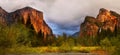 Yosemite Valley, El Capitan Climbing Summit, Cathedral Rocks, USA Royalty Free Stock Photo