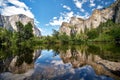 Yosemite Valley with El Capitan, Sentinel Rock, Cathedral Rocks, and Bridalveil Fall, California Royalty Free Stock Photo