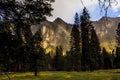 Yosemite Valley Floor with Rainbow Royalty Free Stock Photo