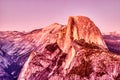 Yosemite Valley and Iconic Half Dome at Dusk with Vibrant Colors, Yosemite National Park Royalty Free Stock Photo