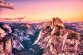 Yosemite Valley and Iconic Half Dome at Dusk with Vibrant Colors, Yosemite National Park Royalty Free Stock Photo
